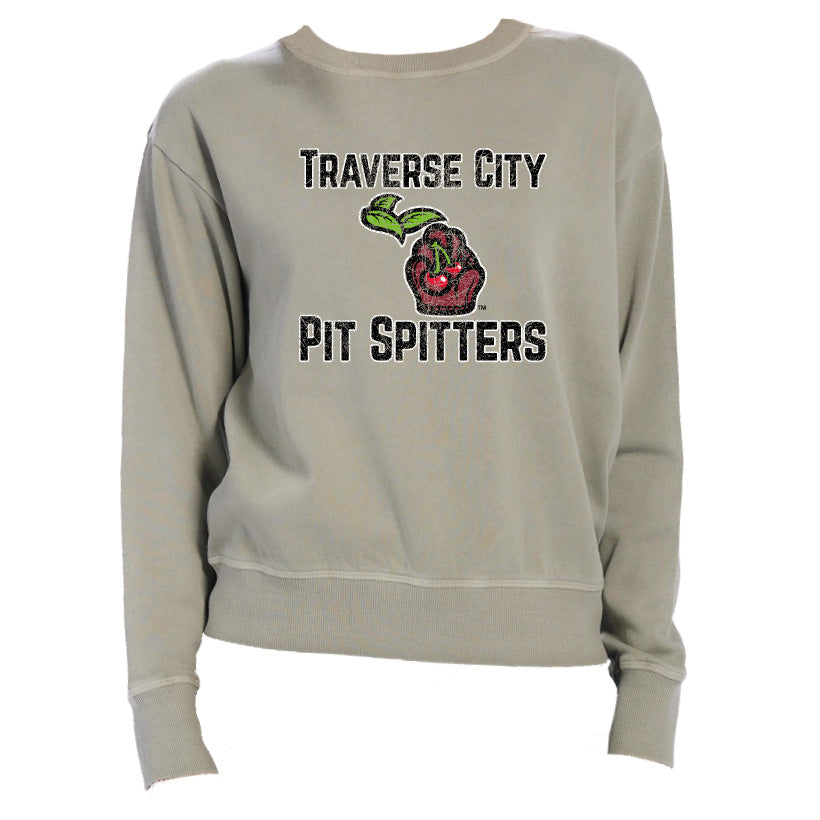 Women's Garment-Dyed Sage Green Crewneck Sweatshirt | Soft Casual Pullover for Everyday Wear | Perfect for Fall Layering, Weekend Outfits & Cozy Loungewear