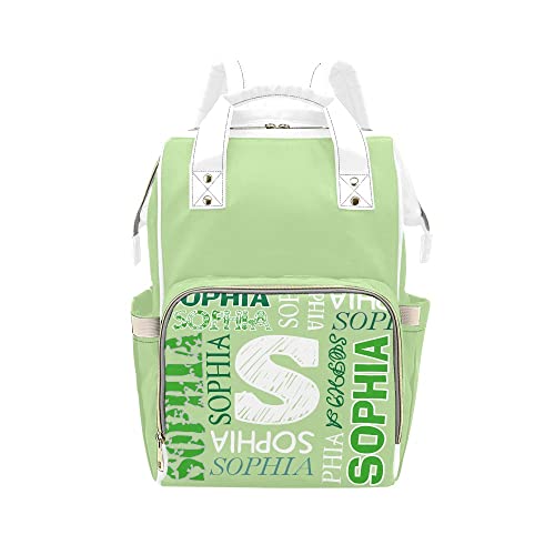 Custom Personalized Green Diaper Backpack - Waterproof Nappy Bag for Moms with Name Embroidery, Baby Essentials Organizer & Nursing Pouch | Perfect Baby Shower Gift, Travel & Daily Use Diaper Tote Shoulder Bag