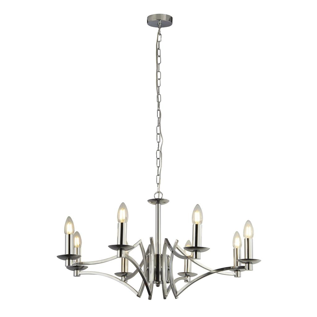 6/8 Light Ascot Multi-Arm Pendant Light Fixture in Antique Brass & Chrome Finish - Perfect for Dining Room, Kitchen Island, or Entryway Lighting