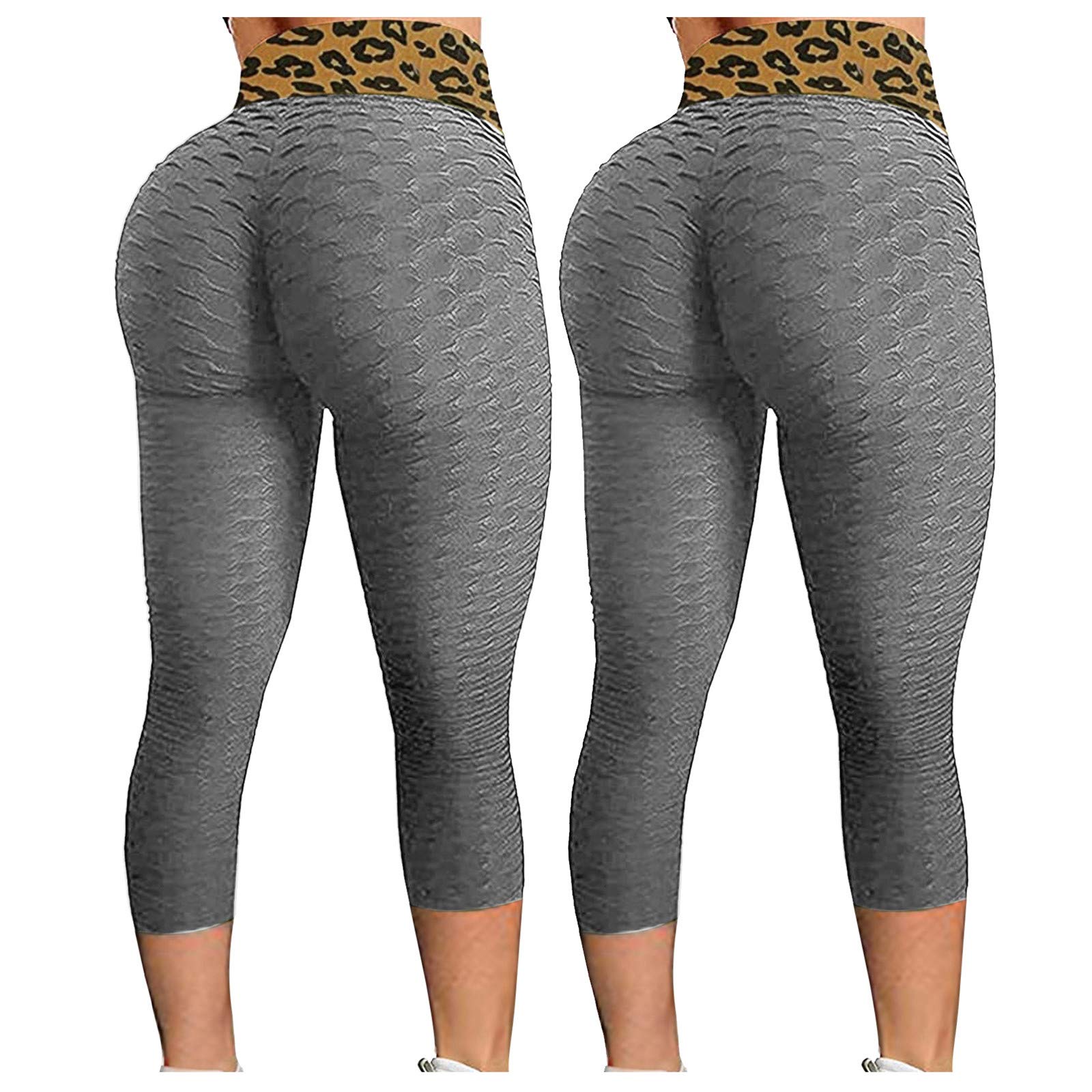 GN109 Women's High Waisted Gym Leggings - Summer/Fall Workout Tights with Leopard Print - Plus Size Athletic Yoga Pants for Running, Fitness & Lounge Wear