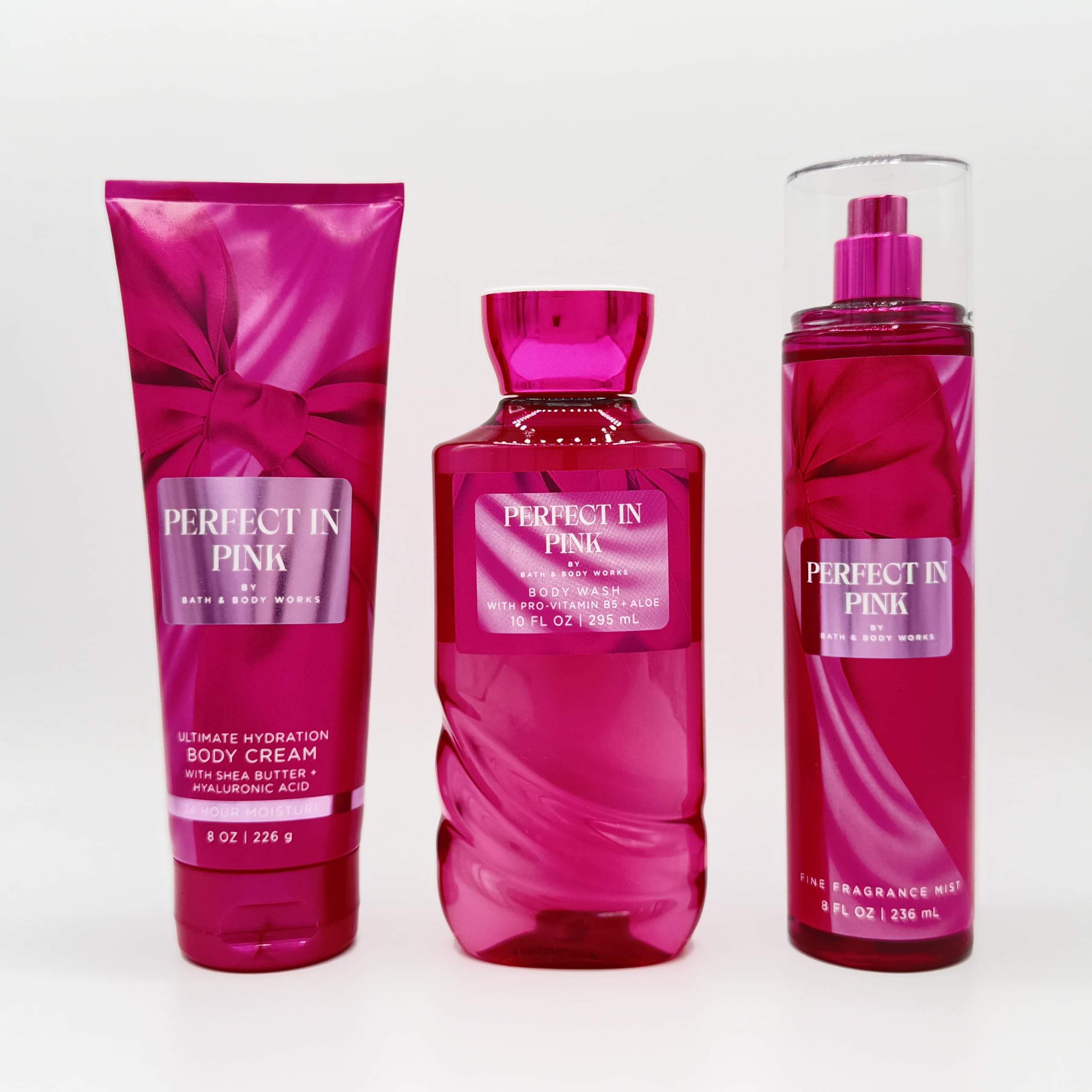 PERFECT IN PINK 3-Piece Bath Set - Hydrating Body Cream, Body Wash & Fragrance Mist | Luxury Skincare Gift for Women, Self Care & Spa Day at Home