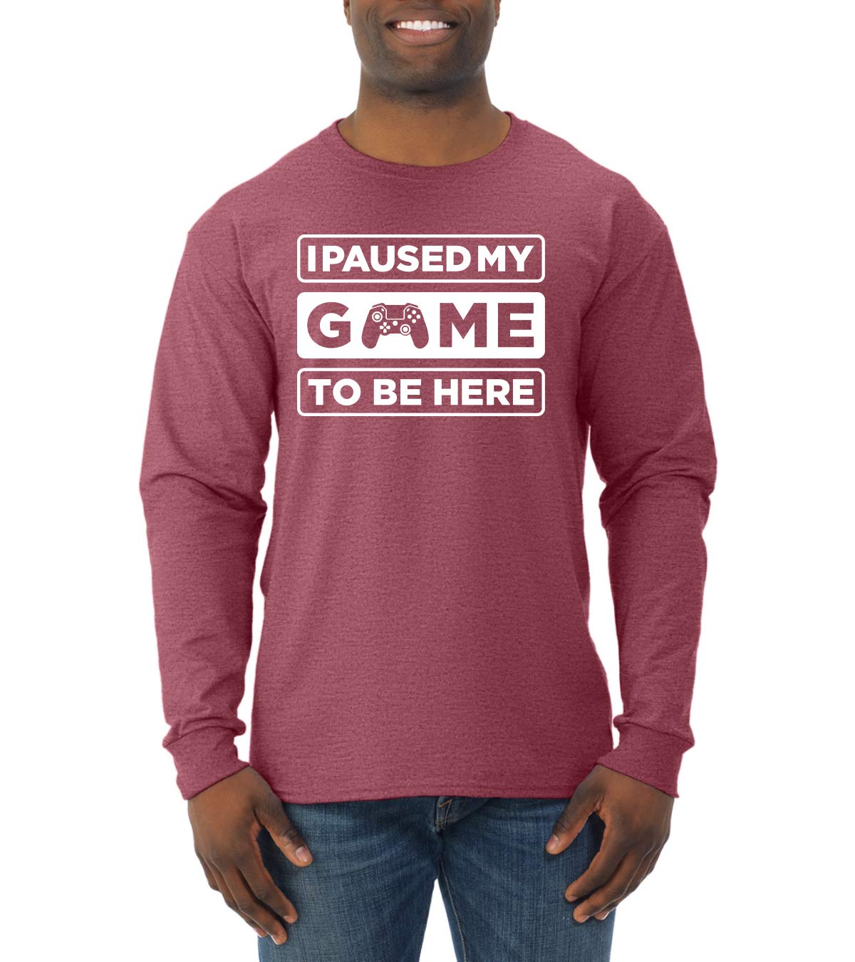 Funny Gaming Sports Long Sleeve Shirt for Men - I Paused My Game to Be Here - Perfect for Casual Wear, Gaming Events & Esports Fans
