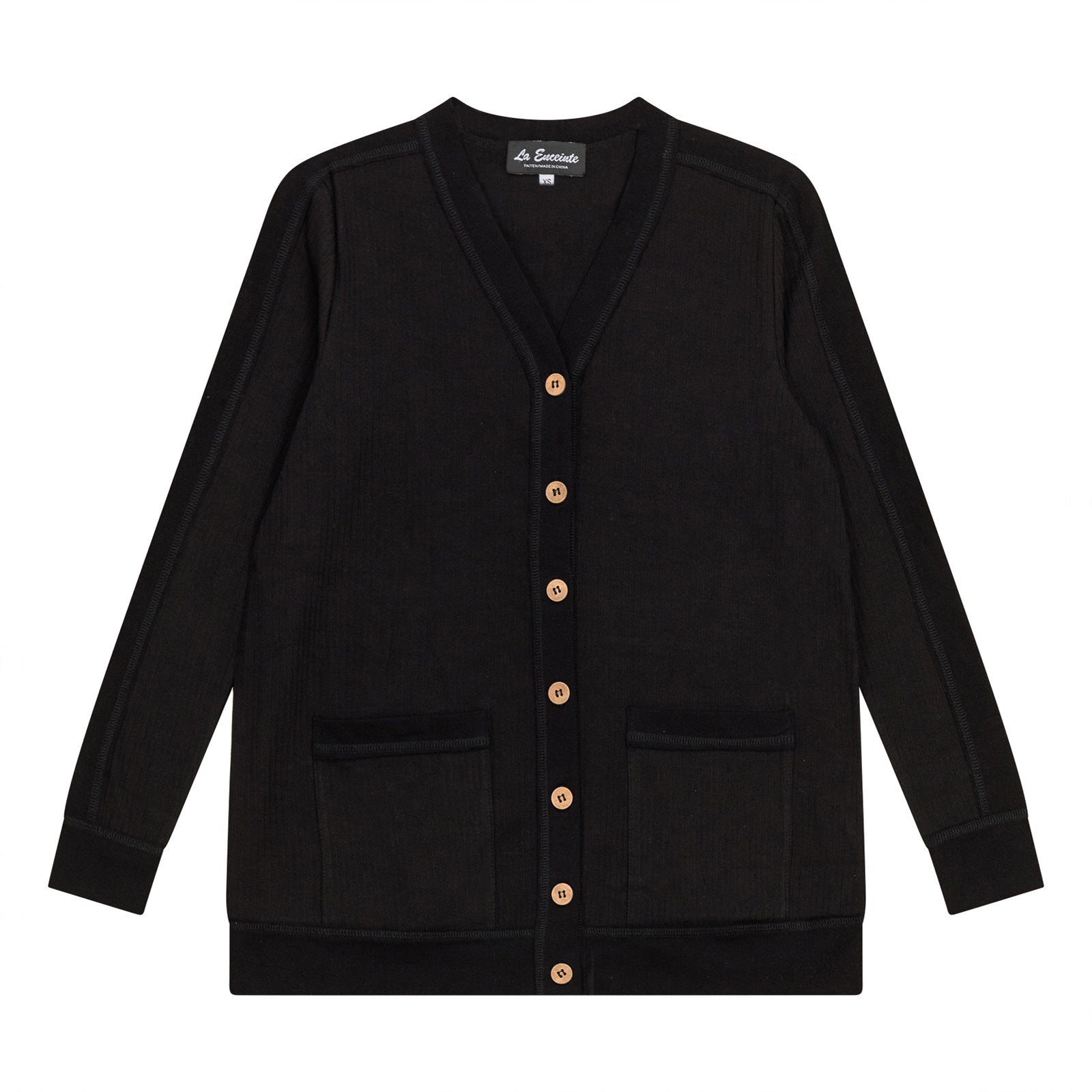 Stylish Maternity Ribbed Contrast Cardigan for Women - Soft & Comfortable Pregnancy Sweater - Perfect for Nursing, Office Wear & Casual Outfits
