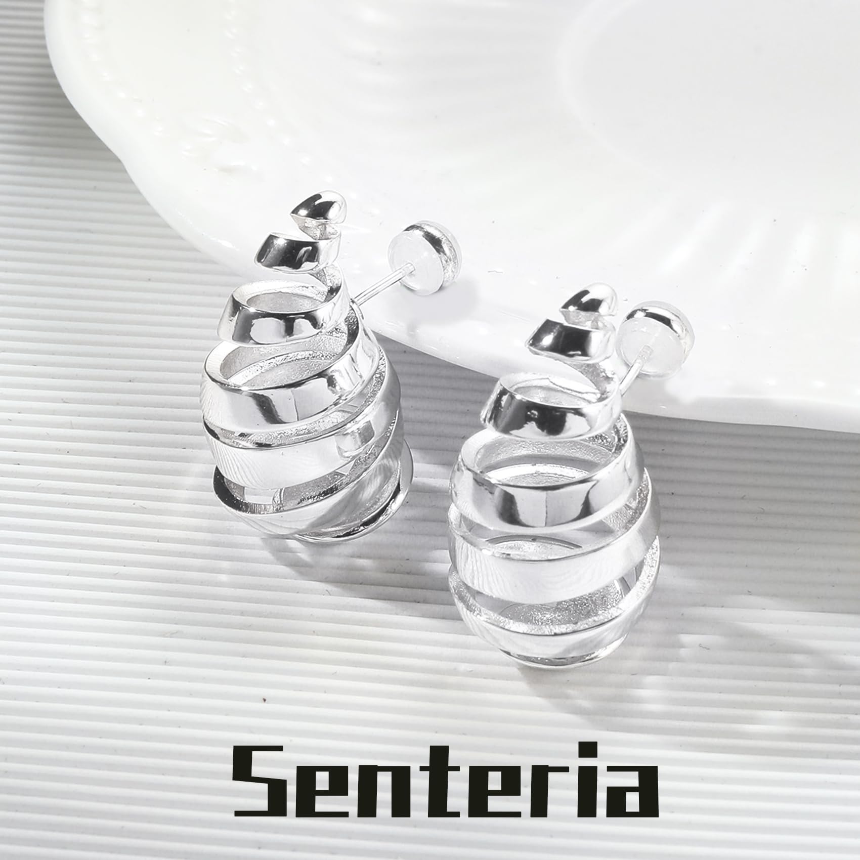 Senteria Extra Large Lightweight Chunky Hoop Earrings for Women - Hypoallergenic Sterling Silver Statement Earrings | Trendy Fashion Jewelry for Parties, Weddings & Everyday Wear