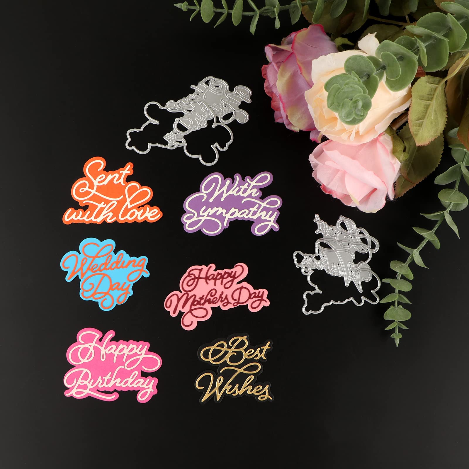 Briartw Sympathy Cutting Dies Set - Words & Phrases Shadow Sentiment Die-Cutter for Card Making, DIY Scrapbooking, Paper Crafts, Embossing Stencils | Perfect for Greeting Cards, Photo Albums, Home Decor & Gift Wrapping