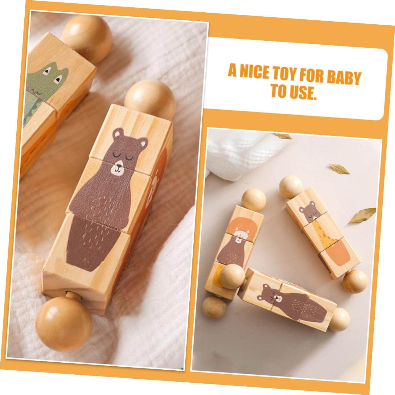 **Phenofice Wooden Baby Rattles - Natural Wooden Teething Toys for Newborns & Infants, Safe & Portable Handheld Rattle Toys for Sensory Play, Baby Shower Gifts, Nursery & Travel**