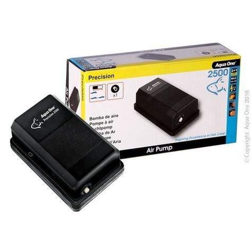 Aqua One Precision 2500 Air Pump Single 160L/h - High Performance Aquarium Air Pump for Fish Tanks, Ponds & Hydroponics - Quiet & Energy Efficient Oxygen Pump for Home & Commercial Use