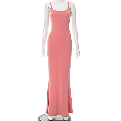AnotherChill Women's Sexy Backless Sleeveless Bodycon Maxi Dress - Slim Elegant Casual Lounge Slip Long Dress for Summer 2023 | Perfect for Beach Vacations, Date Nights & Evening Parties