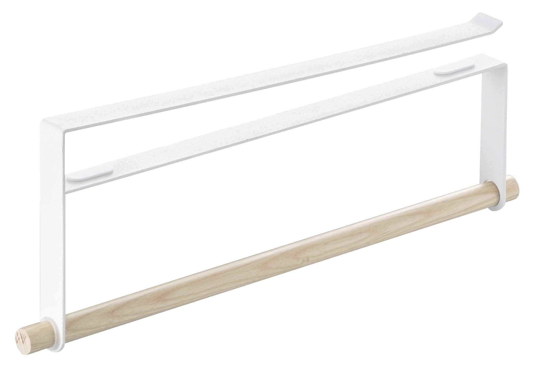 Yamazaki Home Tosca Under Shelf Paper Towel Holder - Stainless Steel & Wood Cabinet Rack for Kitchen Organization - Space Saving Storage for Small Kitchens, Bathrooms & RVs