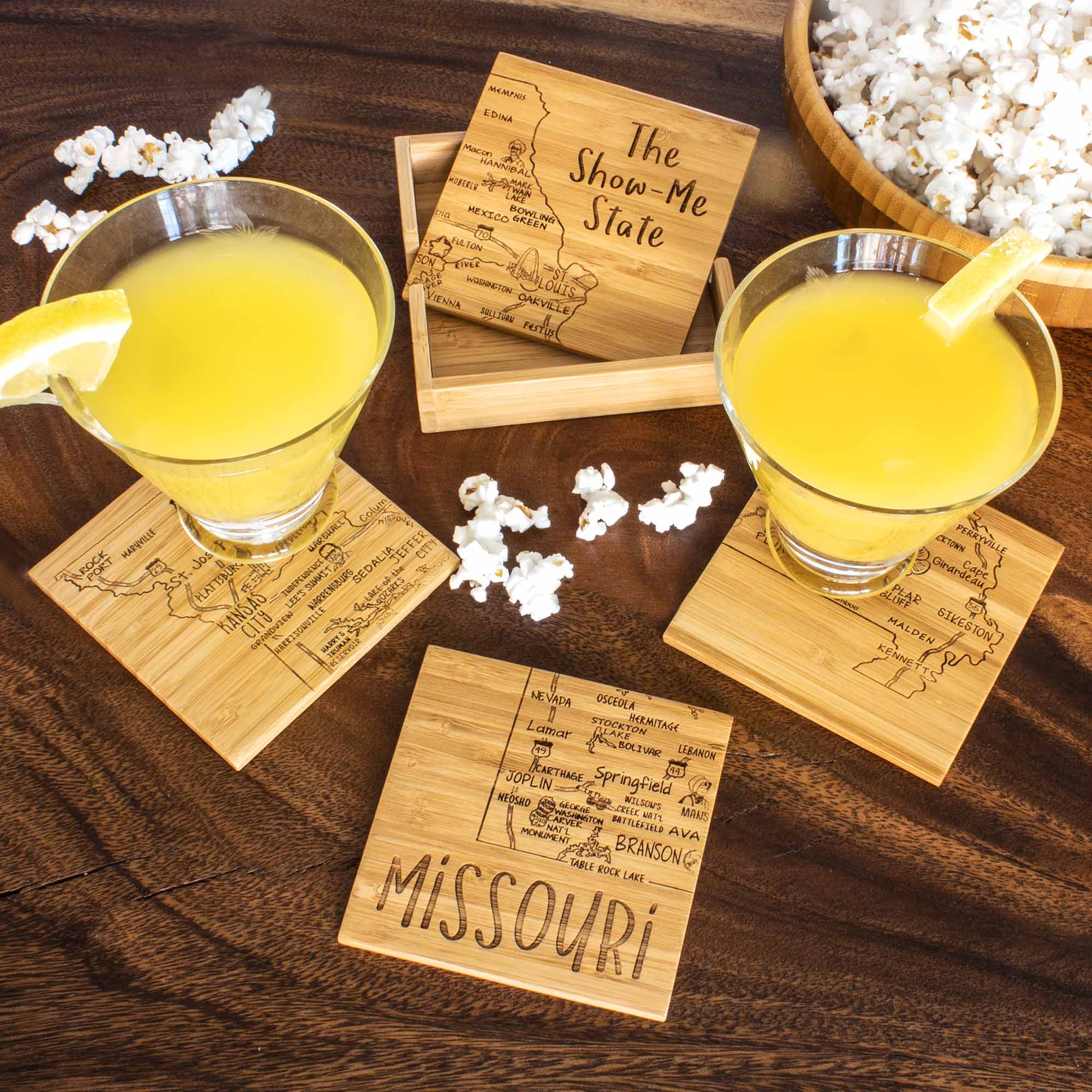 4-Piece Missouri Puzzle Coaster Set with Protective Case - Absorbent Cork Backing for Hot & Cold Drinks - Perfect for Home, Office, or Gifts