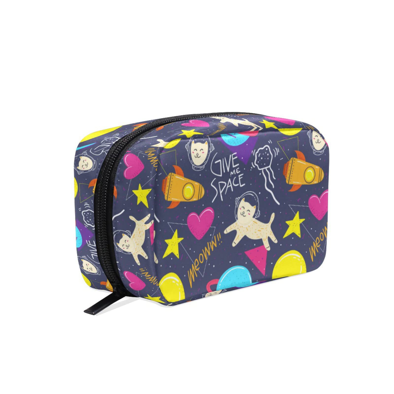 Colorful Space Cat Makeup Bag - Portable Travel Cosmetic Pouch for Women, Girls Gift - Perfect for Purse & Toiletry Organizer