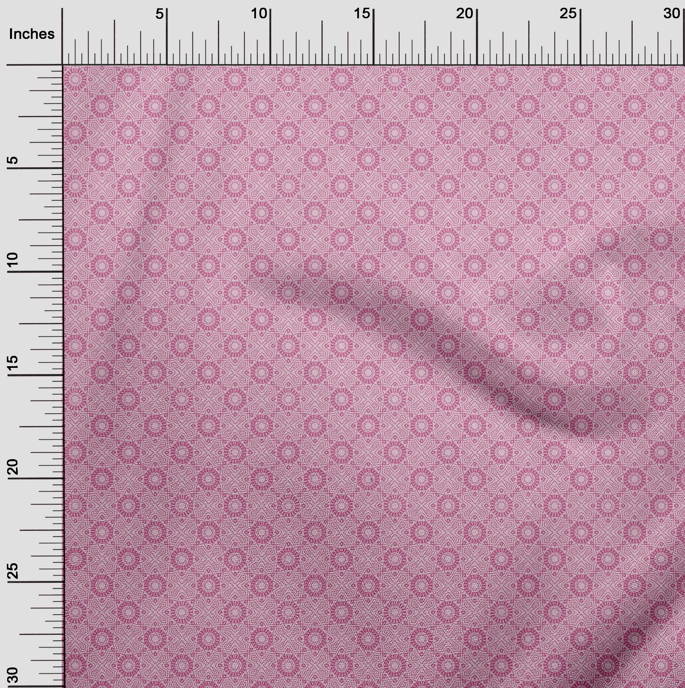 oneOone Silk Tabby Pink Asian-Inspired Tile Print Fabric by The Yard - 42 Inch Wide Material for Dresses, Scarves & Home Decor