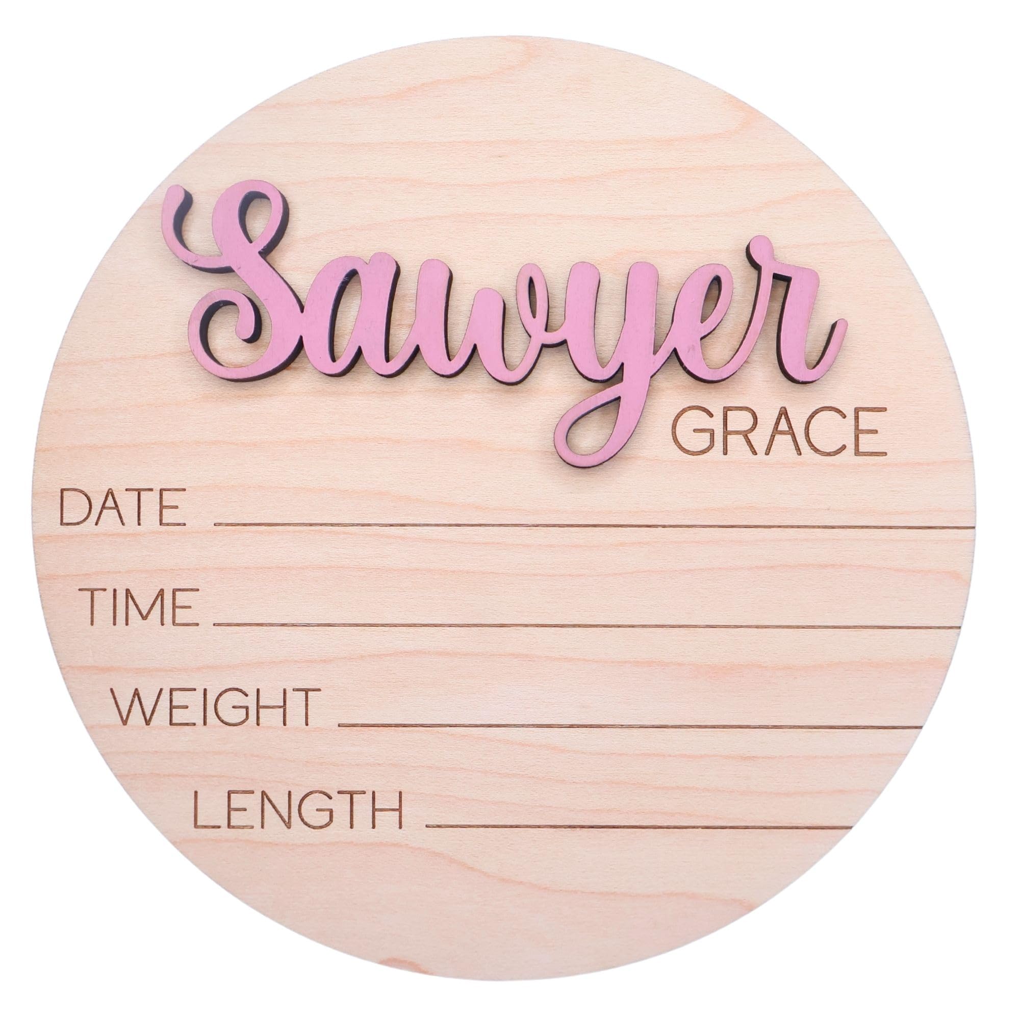 Custom 3D Baby Name Announcement Sign - Personalized Newborn Hospital Photo Prop with Birth Stats - 30 Color Options - Perfect for Baby's First Photos & Nursery Decor