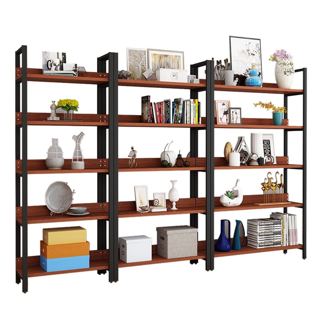 5-Tier Open Ladder Metal Shelf - Vintage Industrial Style Storage Rack for Kitchen, Home & Office Decor - Heavy Duty Storage Solution for Pantry, Garage, Living Room & Workspace