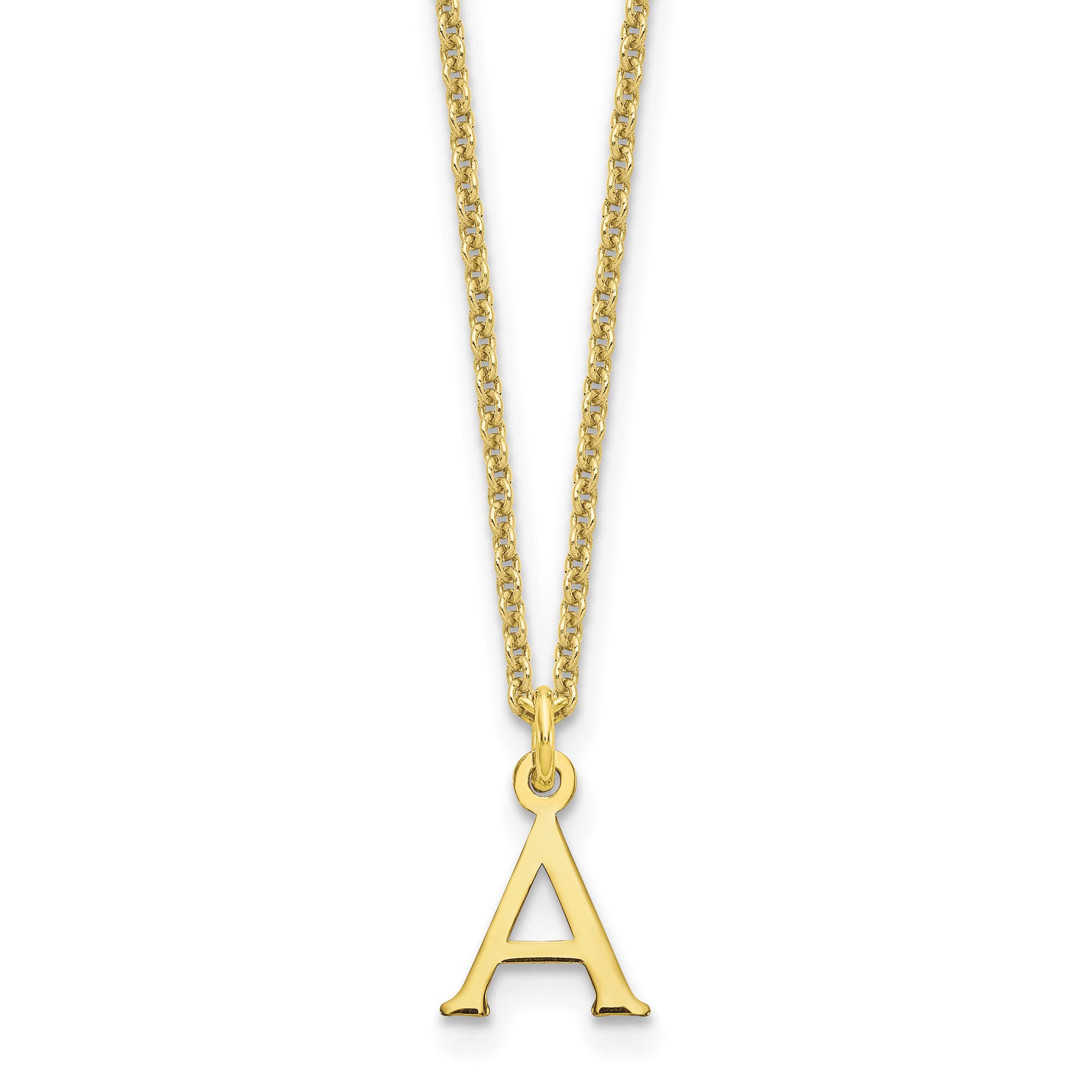 10K Yellow Gold Letter A Initial Pendant Necklace for Women - Personalized Nameplate Jewelry Gift for Birthday, Anniversary & Special Occasions