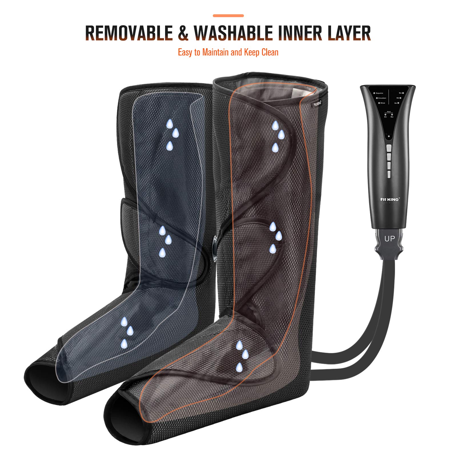 FIT KING Leg and Foot Massager with Heat - Air Compression Massage for Circulation, Pain Relief, Swollen Legs, Edema & RLS - Perfect Gift for Women, Parents & Friends - FSA HSA Eligible - Ideal for Home Use, Office Relaxation & Post-Workout Recovery