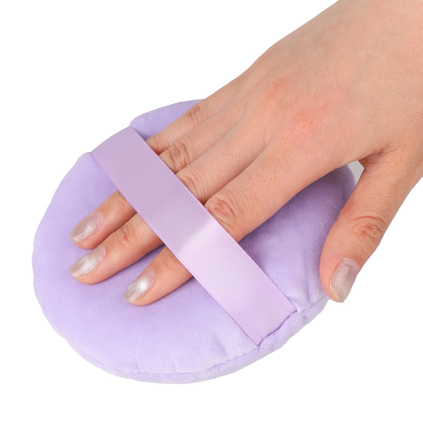 5 Inch Ultra Soft Velour Powder Puff - Large Washable Round Makeup Sponge for Setting Powder, Loose Powder & Foundation - Perfect for Face Makeup Application, Blending and Cleaning - Ideal for Daily Beauty Routine, Professional Makeup & Travel Touch-ups