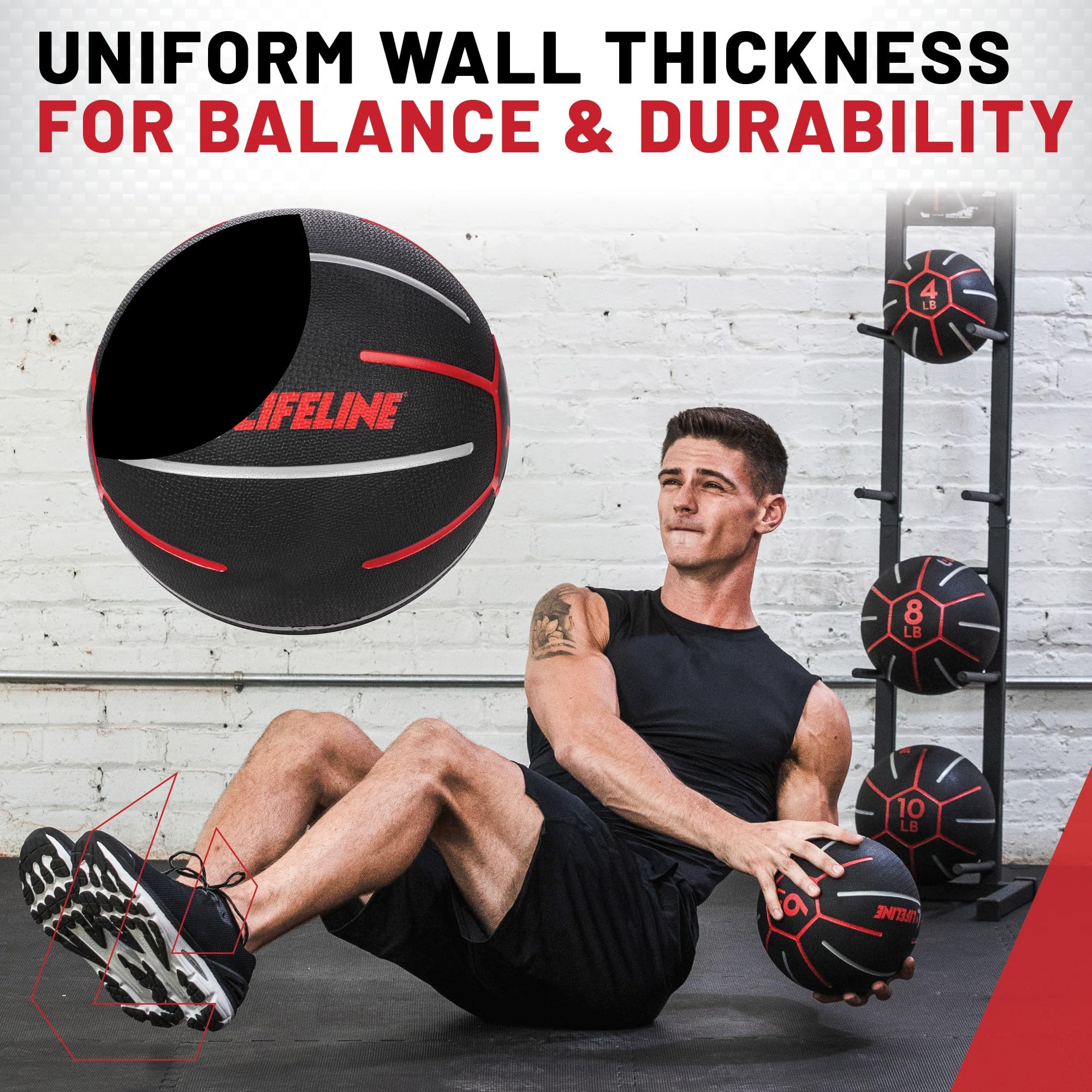 Medicine Ball for Strength & Stability Training - Non-Slip Textured Surface with Light Bounce - Durable Home Gym Equipment for CrossFit, Yoga & Functional Fitness Workouts