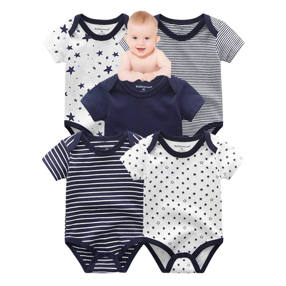 Kiddiezoom Unisex Newborn Baby Short-Sleeve Bodysuit & Pants Set - Soft Cotton Layette Essentials, Cute Infant Outfit for Boys & Girls - Perfect Baby Shower Gift & Everyday Wear