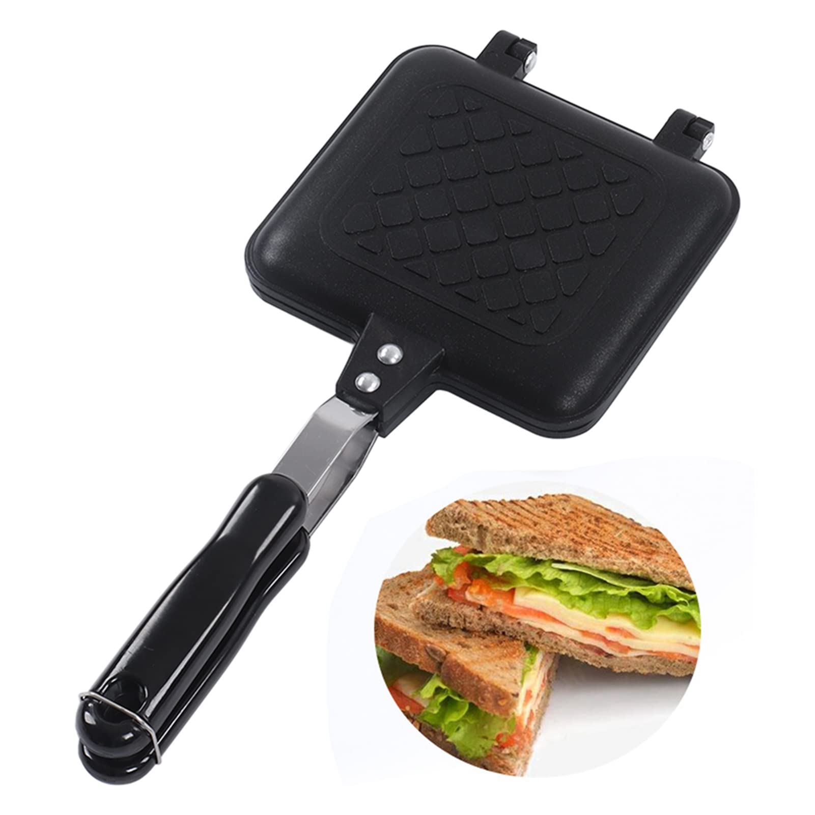 **Shipenophy Hot Sandwich Maker - Double Sided Nonstick Panini Press & Hot Dog Toaster for Breakfast - Flat Bottom Frying Pan - Perfect for Home, Office & Camping Cooking**