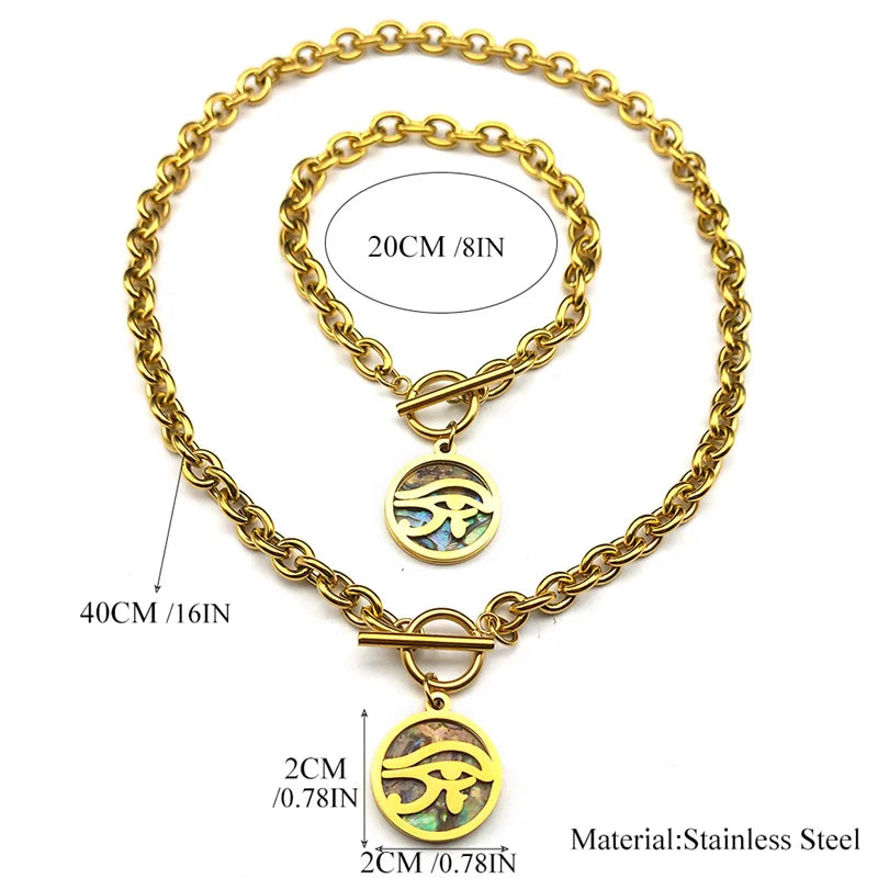 Eye of Horus Jewelry Set - Egyptian God Horus Pendant Necklace & Earrings Set - Perfect for Spiritual Protection, Gift Giving & Boho Fashion