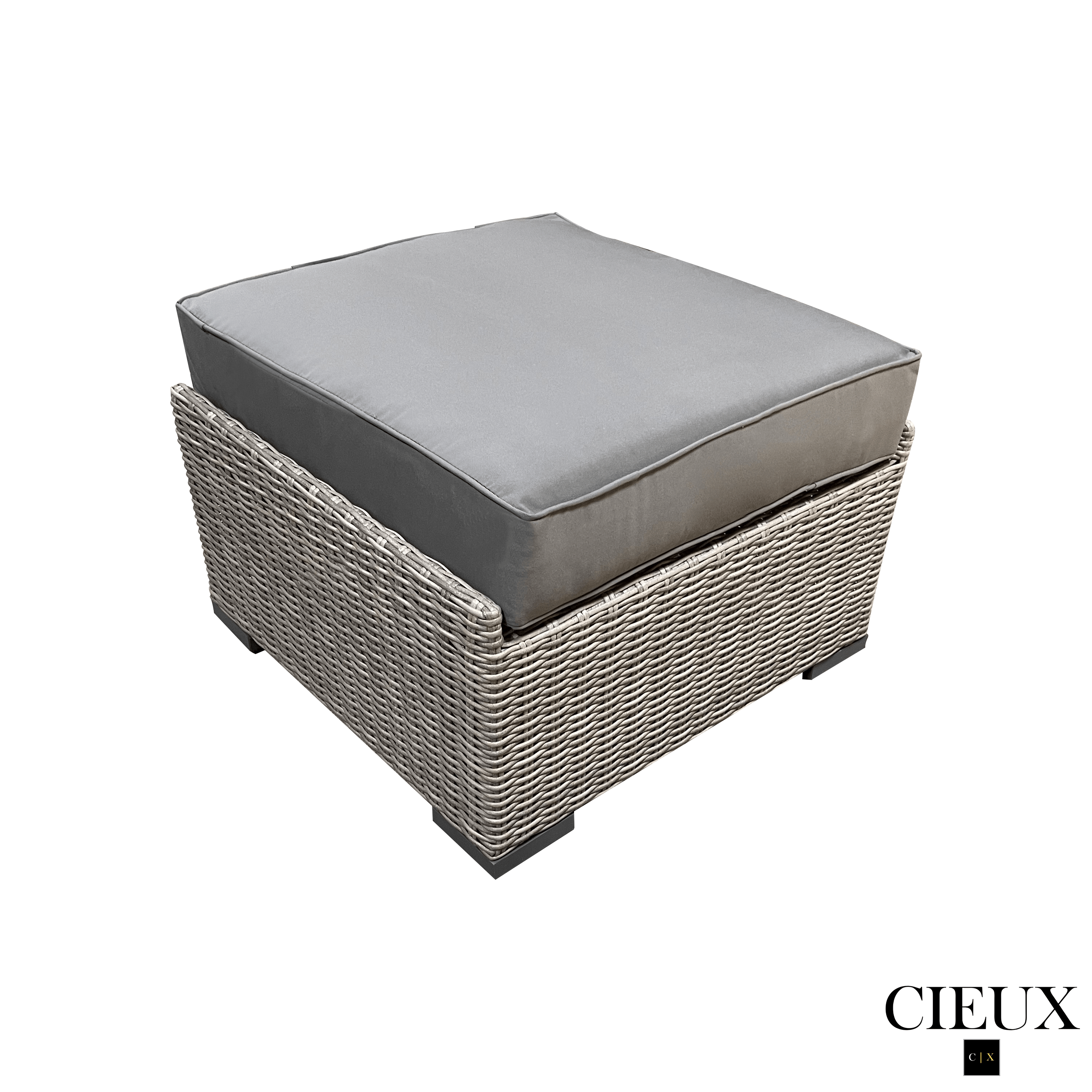Riviera Outdoor Patio Wicker Large Sectional Sofa and Club Chair Set - Grey Wicker Furniture with Sunbrella Canvas Charcoal Cushions - Perfect for Backyard, Poolside, and Garden Relaxation