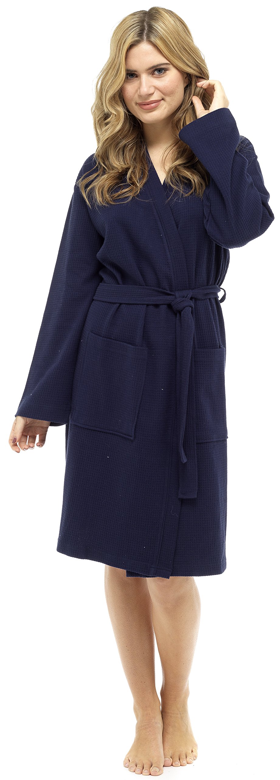 KATE MORGAN Women's Cotton Waffle Robe - Soft & Breathable Bathrobe for Spa, Lounge & Home Relaxation | Cozy Dressing Gown with Pockets for Women