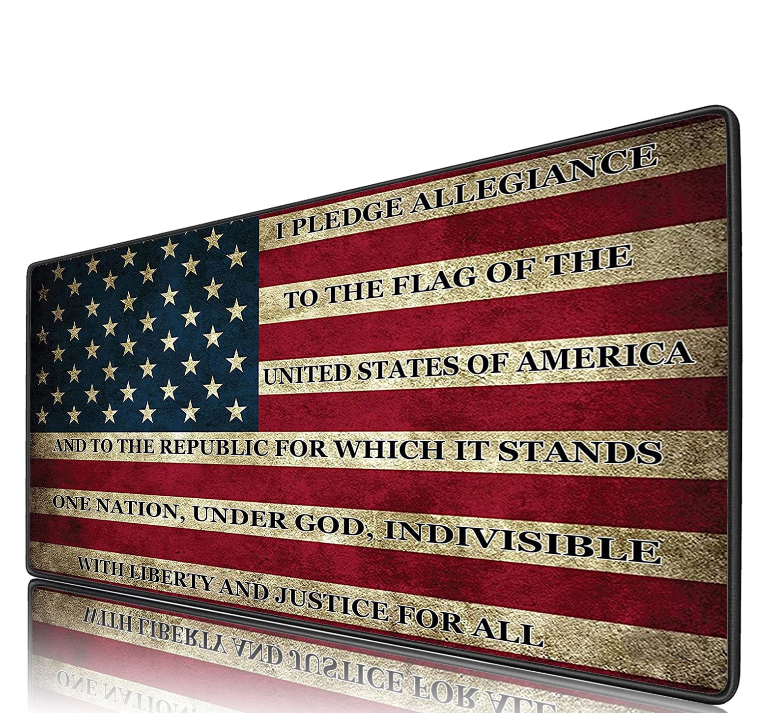 Large Extended Gaming Mouse Pad with Non-Slip Rubber Base & Stitched Edges - Waterproof Desk Mat for Work, Office, Home - USA Flag Patriotic Design - Perfect for Gamers, Professionals & Home Office Use