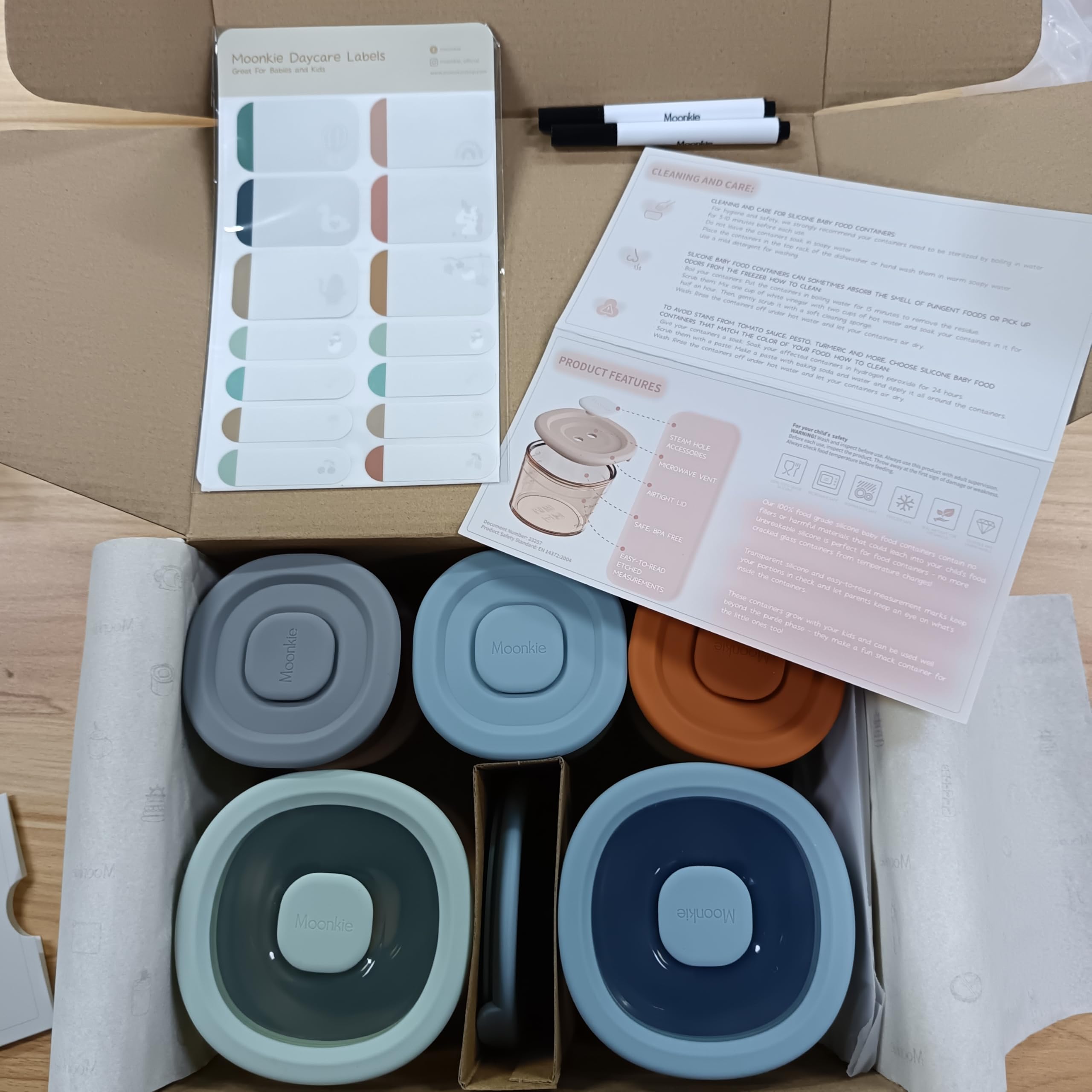 Moonkie Silicone Baby Food Storage Containers - 8oz & 4oz Airtight Baby Food Jars with Snack Cup Lids | Freezer, Microwave & Dishwasher Safe | Reusable Infant & Toddler Food Containers | Perfect for Homemade Purees, Snacks On-The-Go & Meal Prep