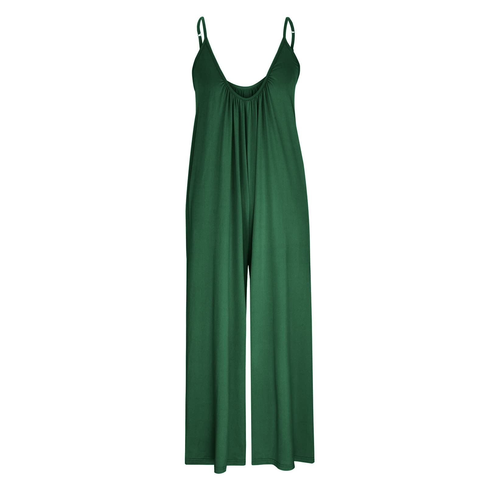 Women's Loose Fit Sleeveless Dungarees with Pockets - Spaghetti Strap Wide Leg Jumpsuit Romper for Summer | Boho Beach Outfit | Size 8-18 UK | Comfortable Casual Wear for Outings, Travel & Relaxation