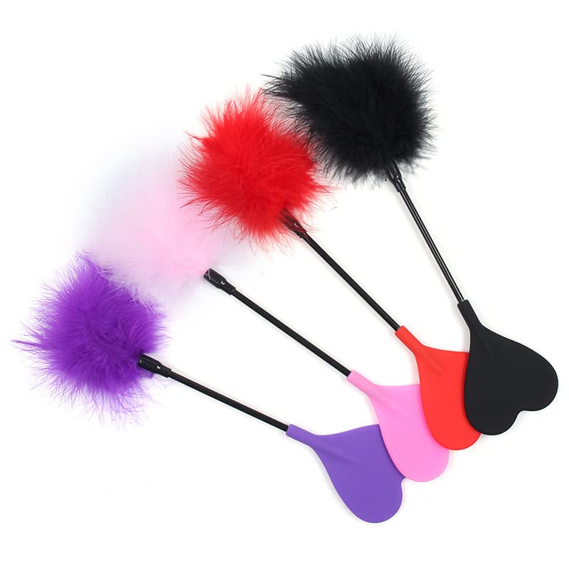 Flirting Feather Hand Pat - Adult Sensual Massager & SM Heart-Shaped Beater - Purple Romantic Sex Toy for Couples Play, BDSM & Spicy Bedroom Fun