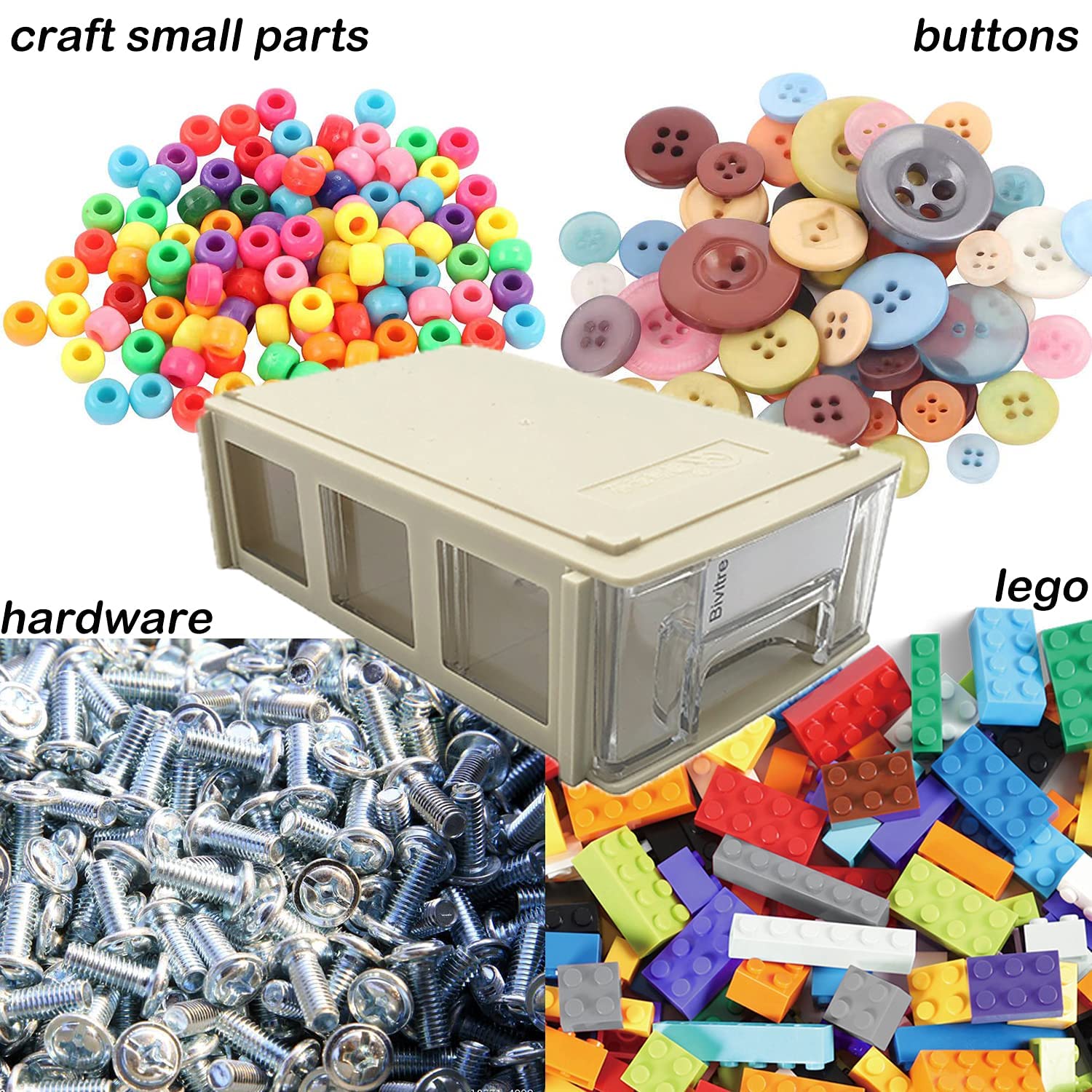 20-Piece Stackable Plastic Storage Drawers Set - Small Parts Organizer with Dividers & Labels for Screws, Crafts, Beads & Office Supplies (Grey) - Perfect for Workshop, Craft Room & Home Organization