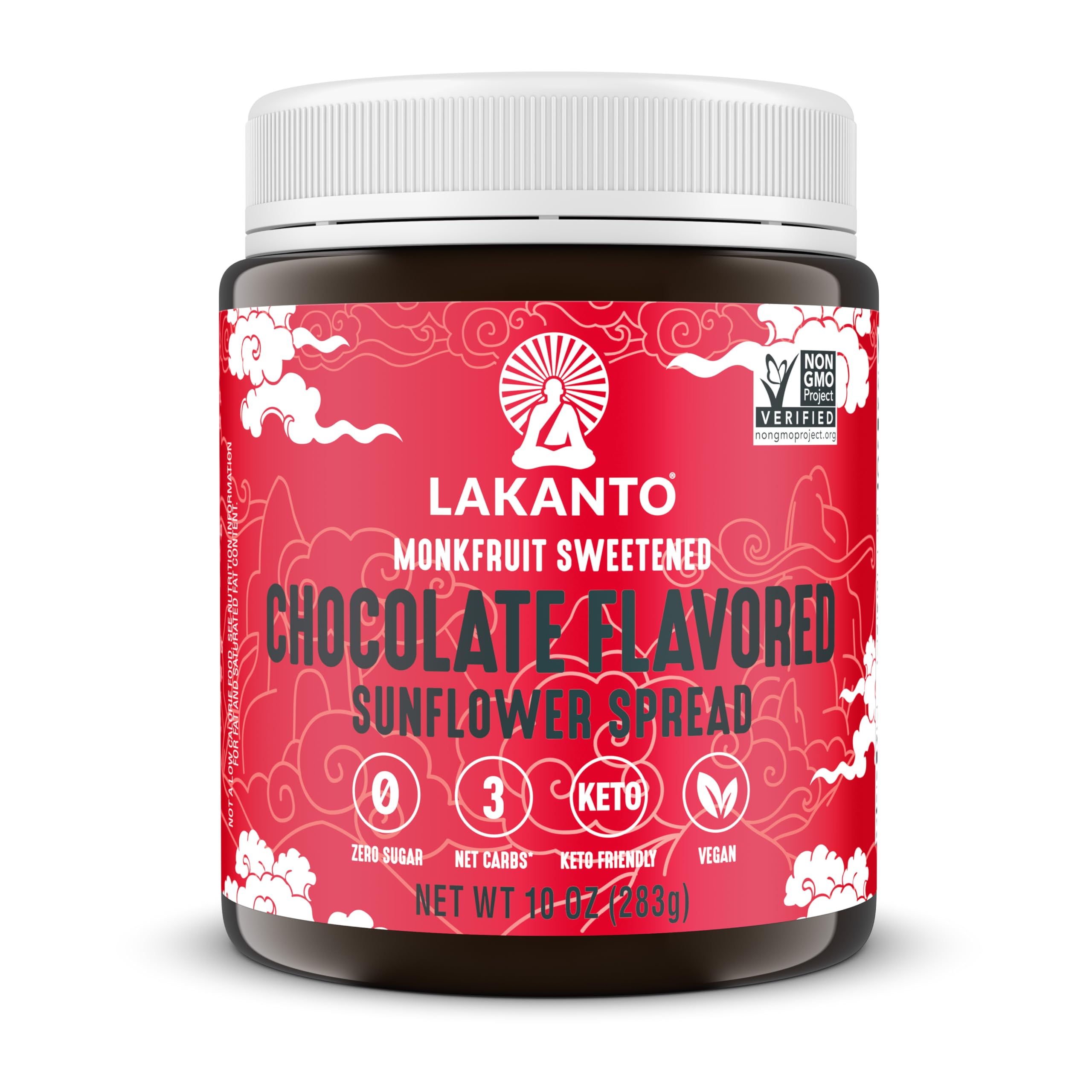 Sugar Free Chocolate Sunflower Spread with Monk Fruit Sweetener - Keto, Vegan, Low Carb, Dutch Cocoa Healthy Alternative | Perfect for Breakfast Toast, Dessert Topping, Snack Dip & Baking (10 oz)