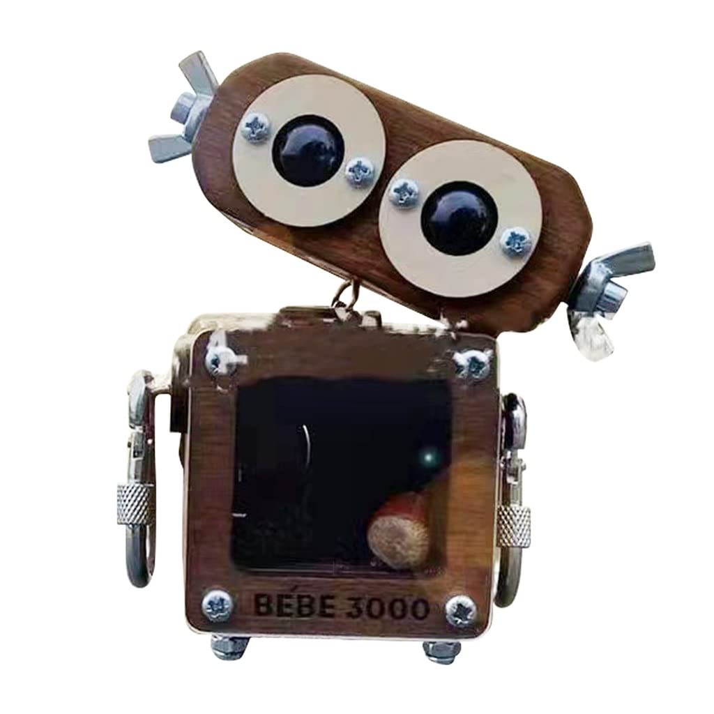 Vintage Wooden Robot Toy Key Holder - Cute Desktop Home Decor with Storage Box - Brown One Size - Perfect for Organizing Keys, Office Desk Decor, and Photography Props