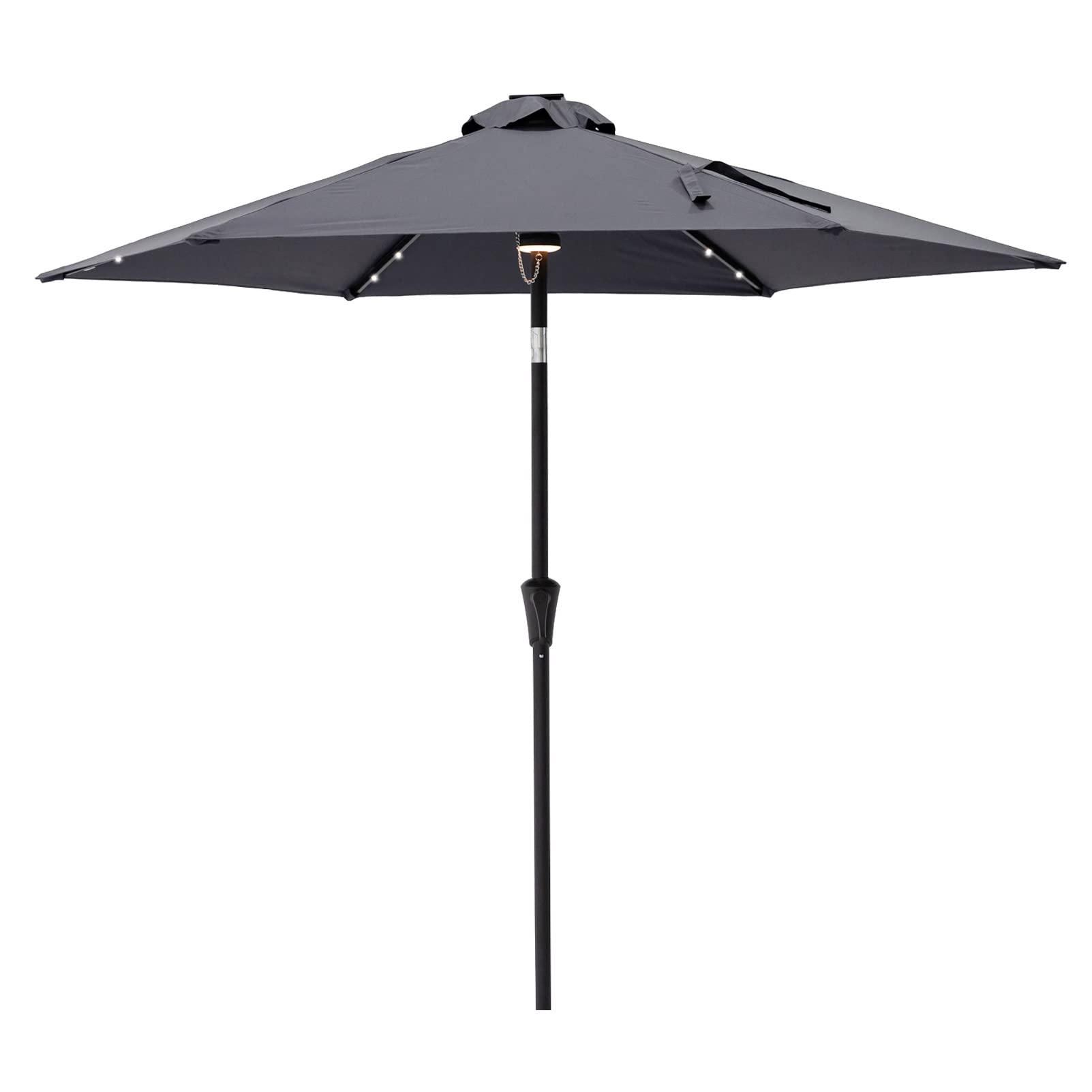 C-Hopetree 7.5 ft Solar LED Patio Umbrella with Tilt Function - Waterproof Outdoor Market Umbrella for Garden, Poolside, and Backyard Relaxation