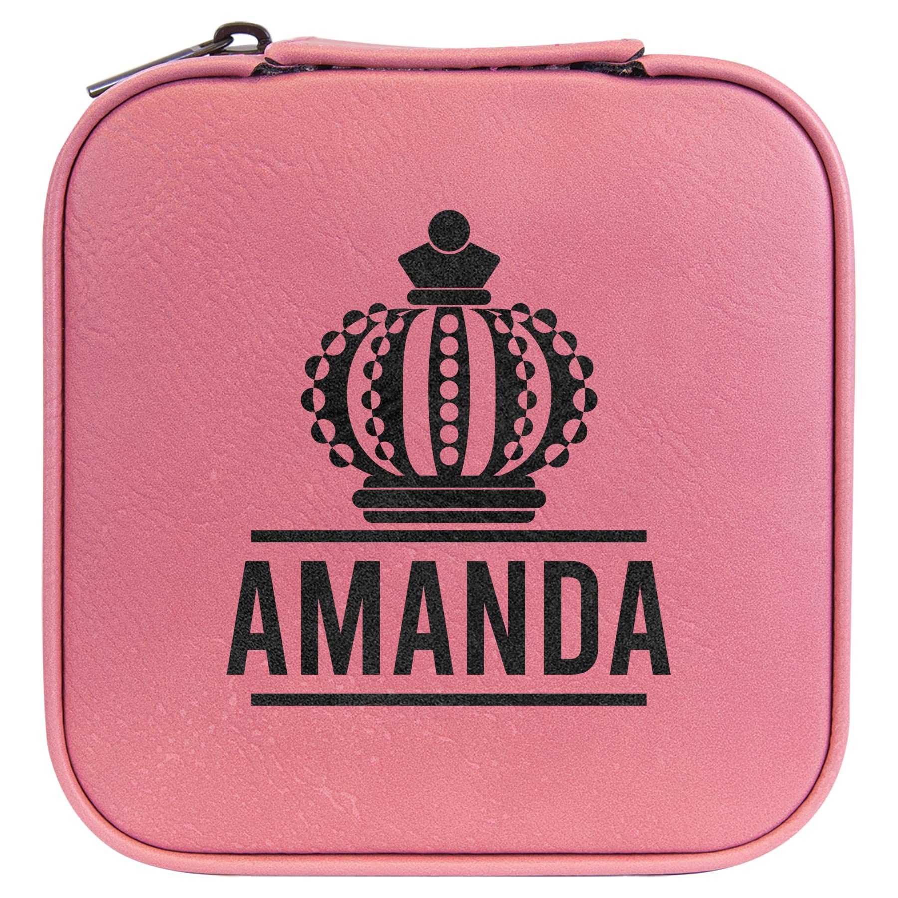 Laser Engravable Dark Pink Leatherette Jewelry Organizer Box for Women - Personalized Jewelry Storage Case with Lid - Perfect Gift for Girls, Brides & Travel (Home, Wedding, Travel Use)