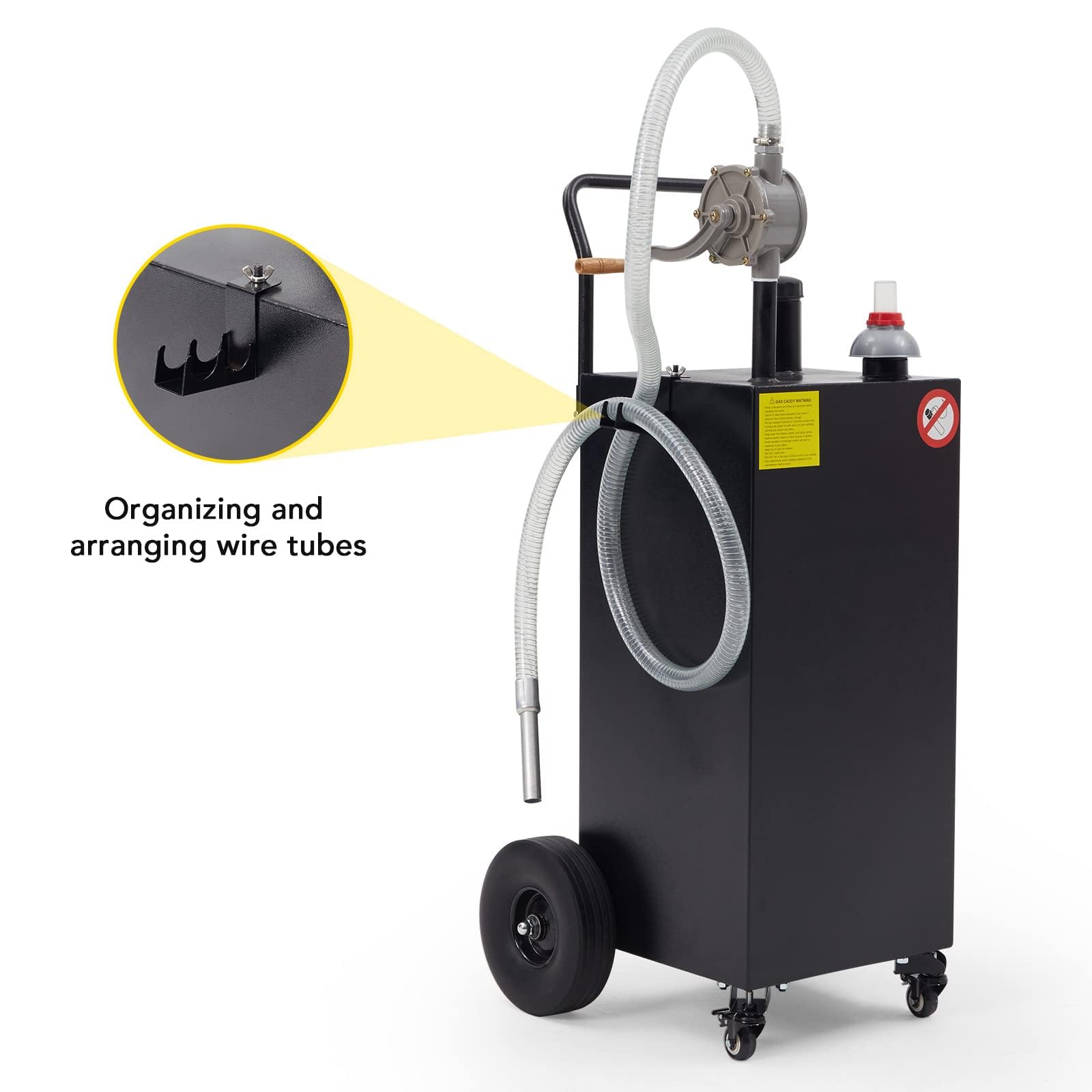 GARVEE 30 Gallon Portable Gas Caddy with Hand Pump & Wheels - Heavy Duty Fuel Transfer Tank for Lawn Mowers, Tractors, Generators & Outdoor Equipment