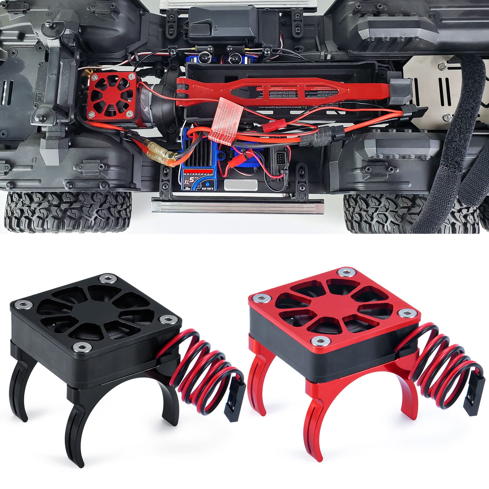 40mm RC Cooling Fan with Heat Sink for TRX4 Upgrades - Compatible with 540/550 Motors - Black - Perfect for Off-Road RC Cars & High-Performance Motor Cooling