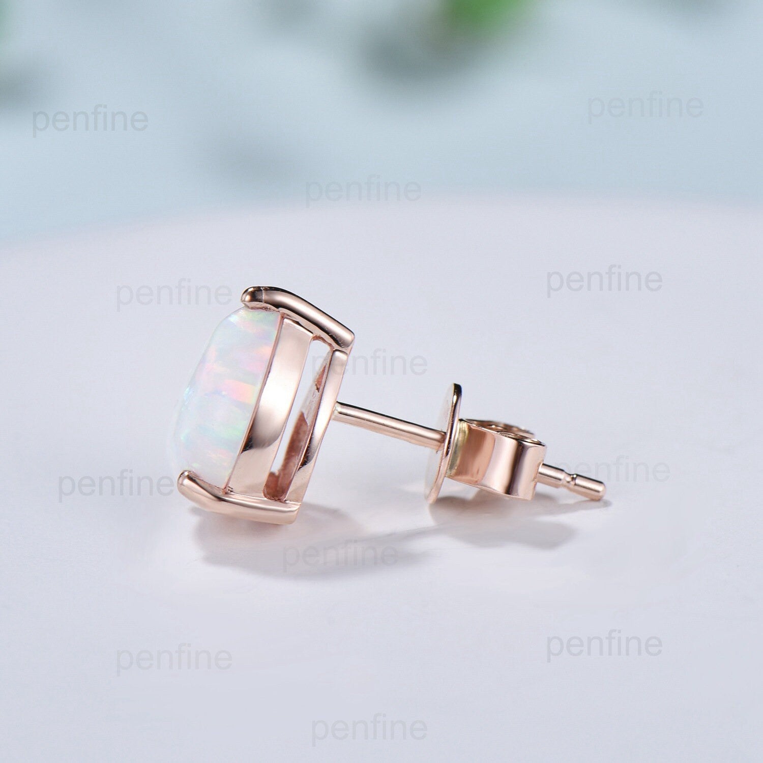 Exquisite Pear-Shaped Fire Opal Stud Earrings in Rose Gold – October Birthstone Jewelry, Minimalist Solitaire Dainty Earrings, Handmade Proposal Gift for Her, Perfect for Weddings, Anniversaries & Special Occasions