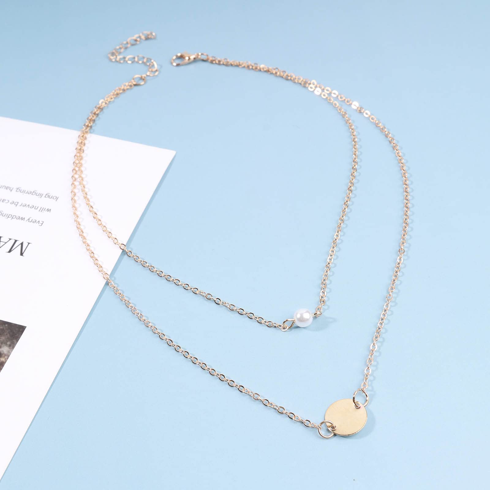 Boho Layered Pearl Necklace with Gold Coin Disc & Tiny Pearl Pendant - Vintage Choker Chain Jewelry for Women | Perfect for Casual Wear, Date Nights & Layering Outfits