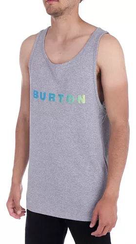Burton Men's Heather Grey Horizontal Stripe Muscle Tee - Gym Workout, Casual Streetwear, Athletic Training Shirt