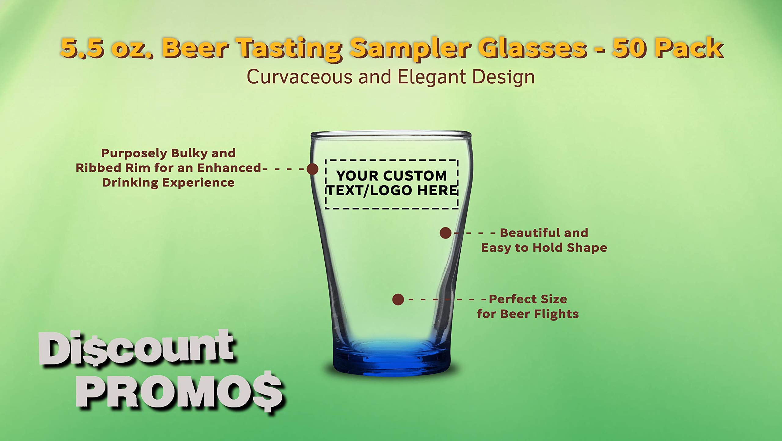 Personalized Custom Shot Glasses 5.5 oz (50-Piece Bulk Pack) - Engraved Party Cups for Weddings, Birthdays & Events - Blue Glassware - Perfect for Bar, Home Entertaining & Gifts