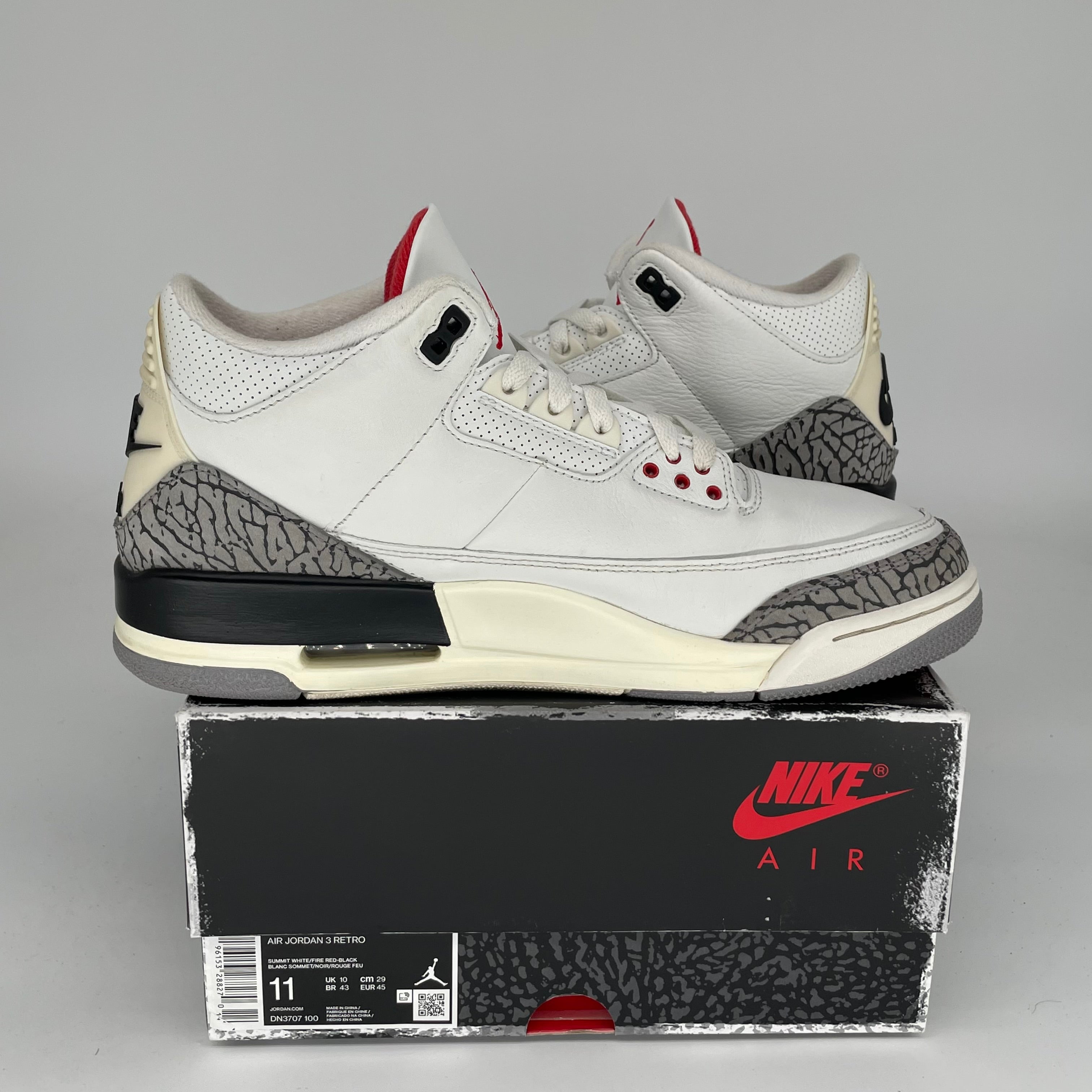 AIR JORDAN 3 White Cement Reimagined Basketball Shoes - Men's Size 11 (DN3707-100) - Retro Style Sneakers for Casual Wear & Street Fashion