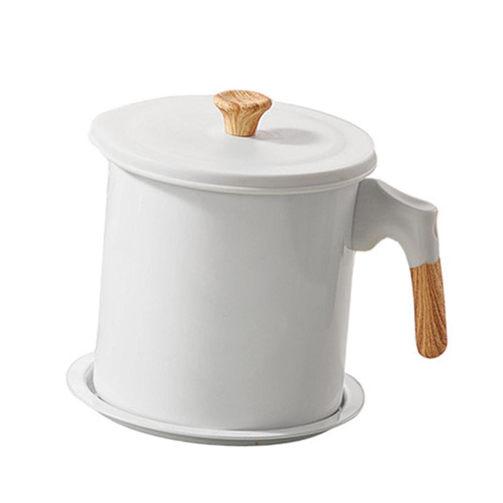 Milageto Japanese Style Deep Frying Pot with Strainer - 5.9 Inch Multifunctional Heightened Oil Fryer for Chicken, Fries, Shrimp & Fish - White Non-Stick Noodle Pot - Perfect for Home Kitchen & Asian Cooking