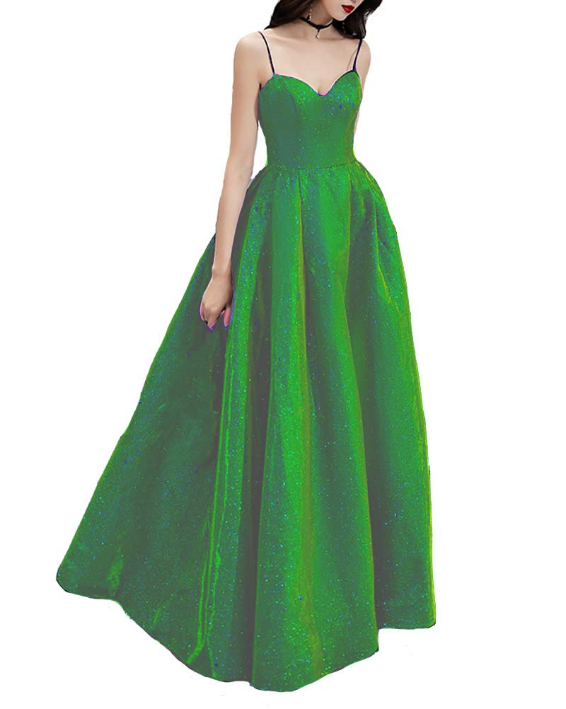 Lemai Women's Long Glitter Prom Dress with Pockets | Spaghetti Straps Evening Gown | Perfect for Homecoming, Formal Events & Special Occasions