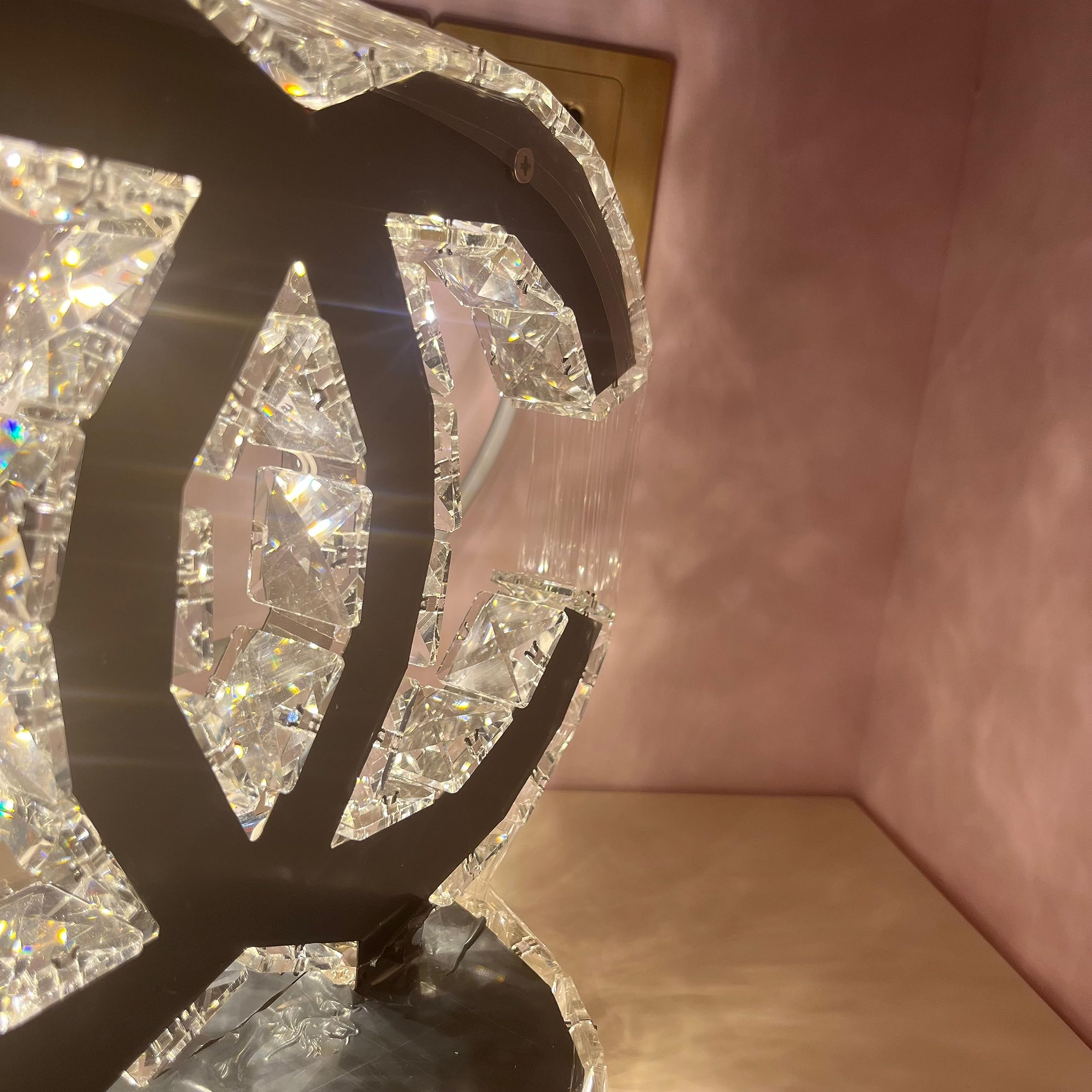 Modern K9 Crystal LED Table Lamp - Mirror Stainless Steel Bedside Lamp for Living Room, Office, Bedroom Decor - Elegant Wedding Desk Light & Gift Idea with Warm White Lighting - Perfect for Night Reading, Home Office, and Romantic Ambiance