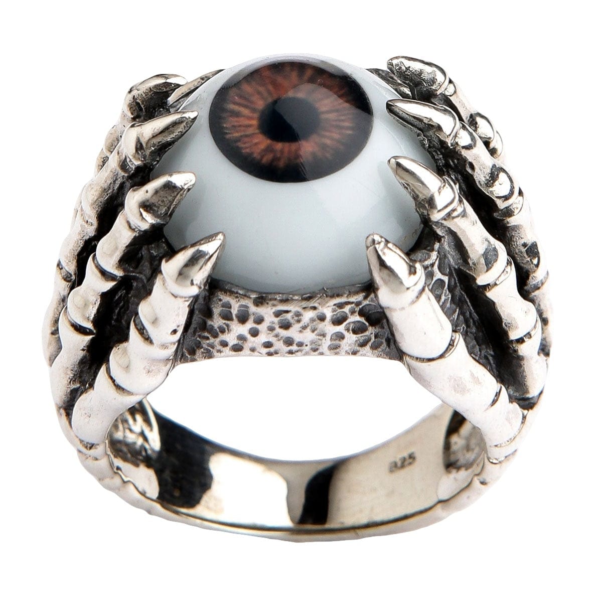 Gothic Sterling Silver Eyeball Claw Ring for Women - Punk Jewelry for Halloween, Cosplay & Alternative Fashion Accessories