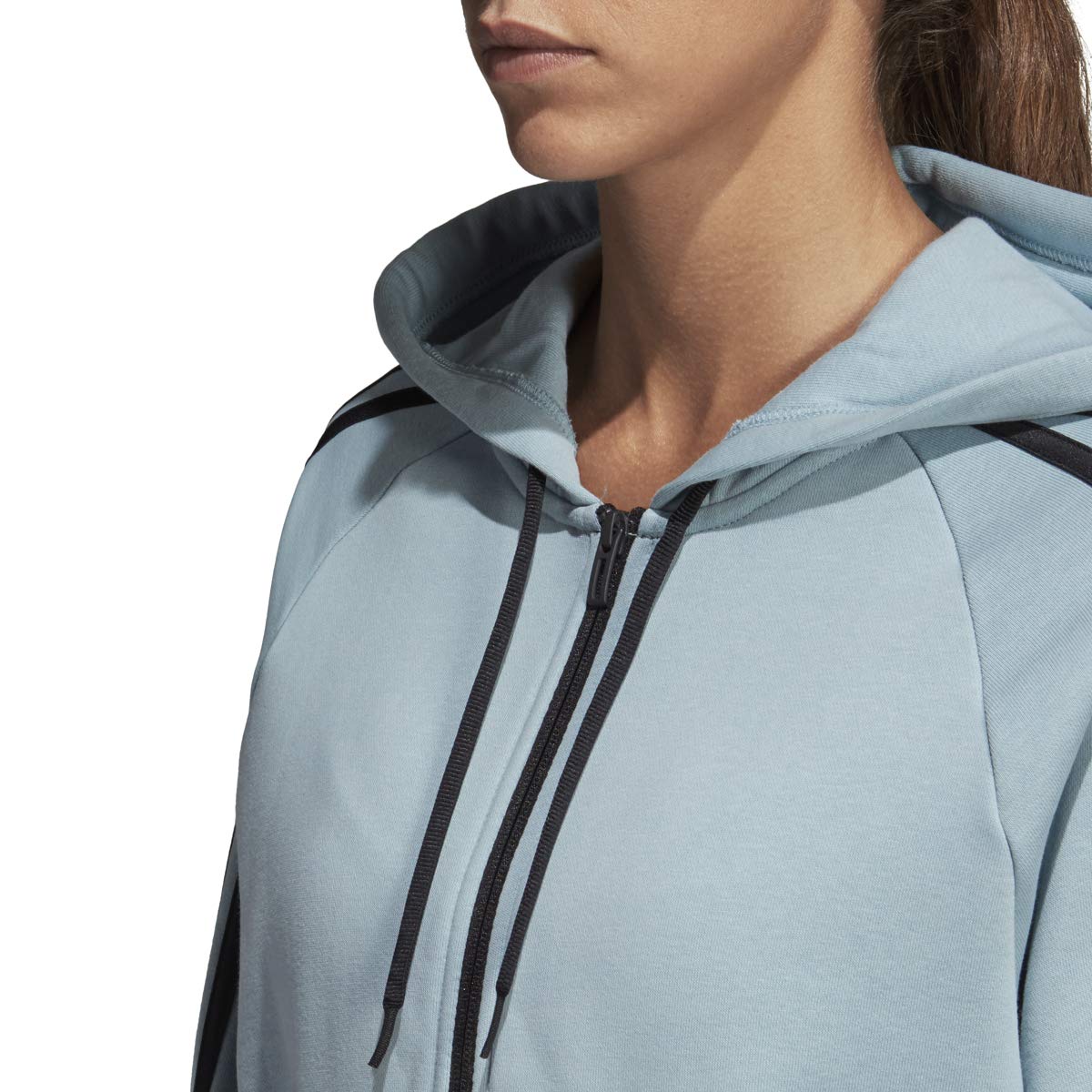 Adidas Women's 3-Stripes Full Zip Hoodie Sweatshirt - Lightweight Fleece Jacket for Running, Gym & Casual Wear