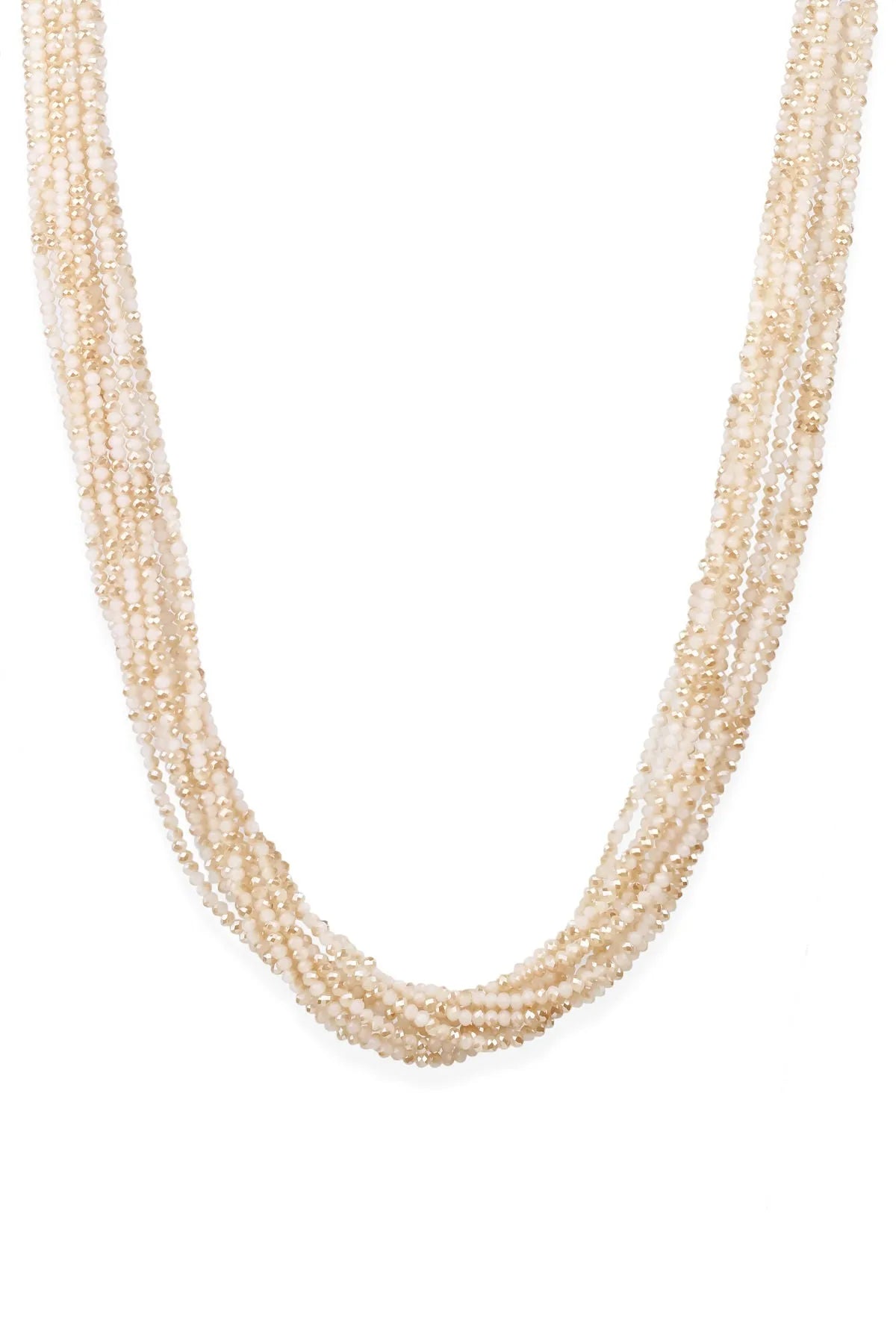 Multi Strand Taupe Bead Short Necklace for Women - Elegant Layered Beaded Choker - Perfect for Casual Wear, Date Night & Special Occasions
