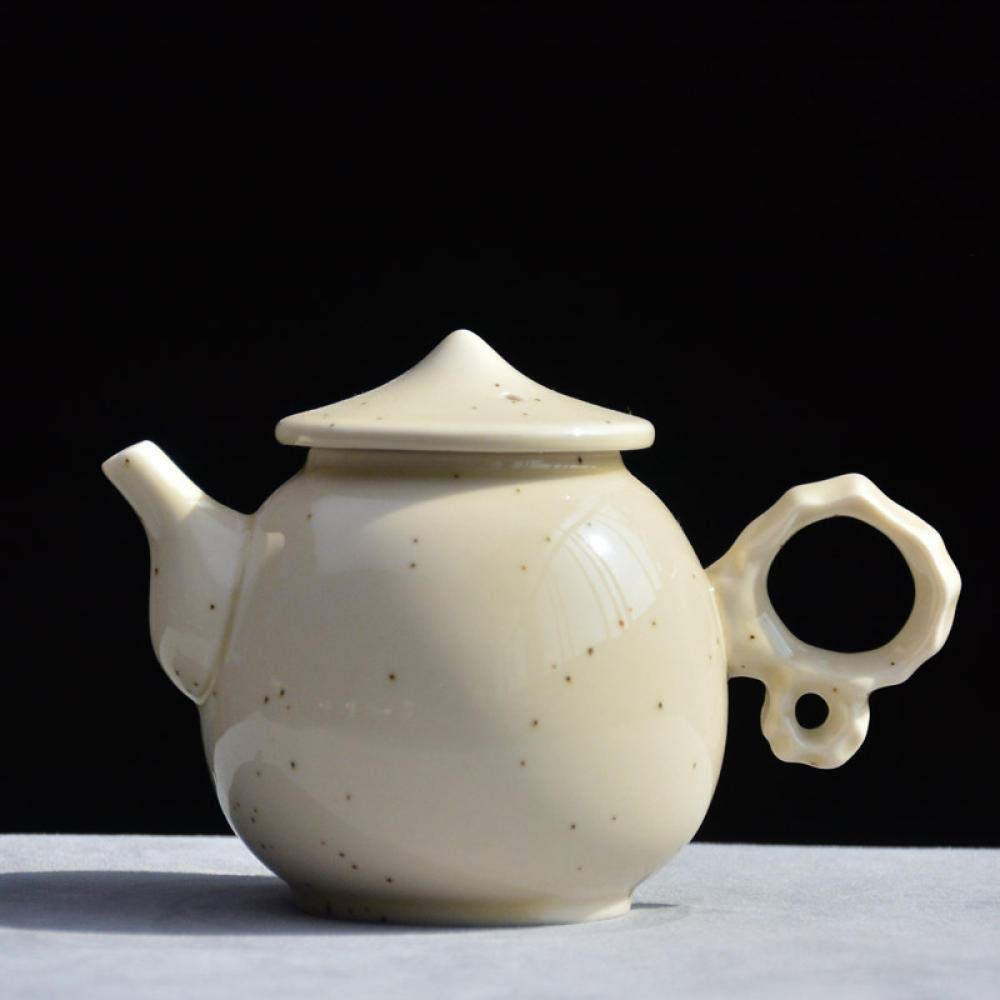 JHSHENGSHI Handmade White Ceramic Teapot - Traditional Chinese Kungfu Tea Pot with Yellow Glaze, Small Porcelain Teapot for Gongfu Tea Ceremony, Home Tea Brewing & Gift Giving